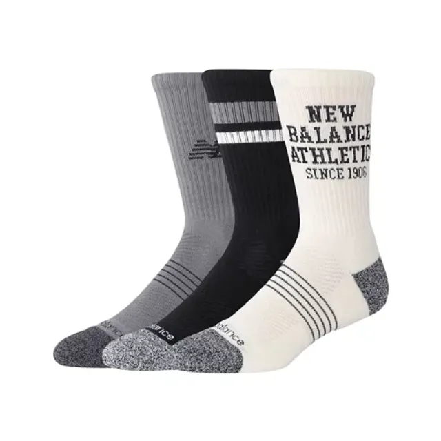 New Balance Unisex Active Graphic Crew Socks 3 Pack Polyester
