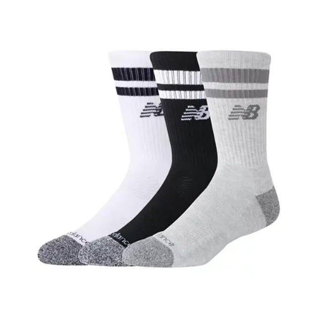 New Balance Unisex Active Lifestyle Striped Crew Socks 3 Pack Polyester