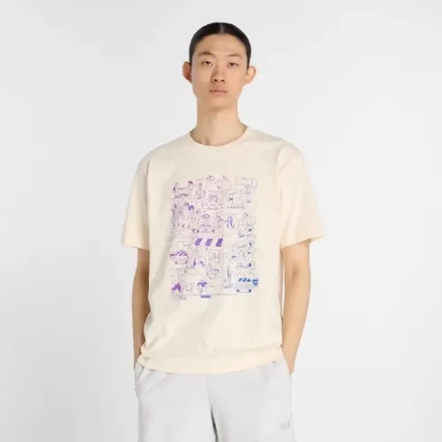 New Balance Men's Athletics Culture Mural T-Shirt in White Cotton