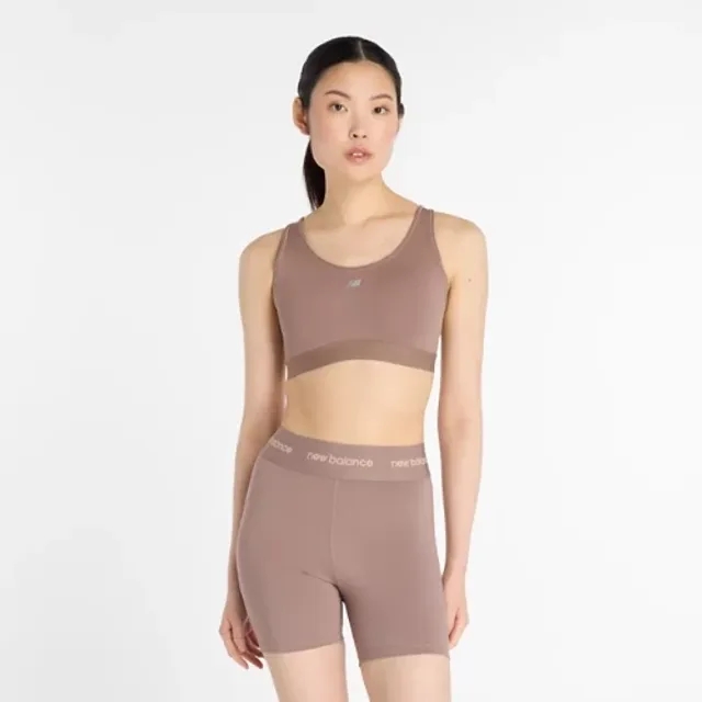 New Balance Women's NB Essential Run Bra in Brown Poly Knit