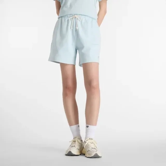 New Balance Women's Athletics French Terry Short in Blue Cotton Fleece