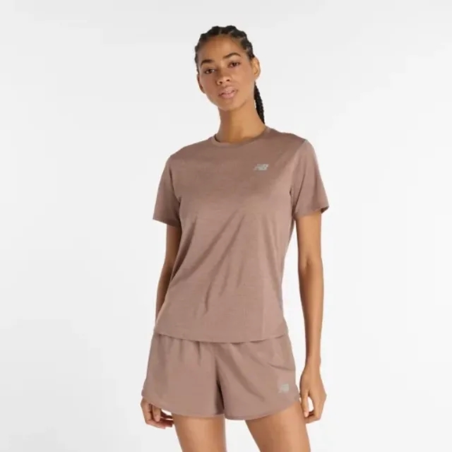 New Balance Women's Athletics T-Shirt in Green Poly Knit