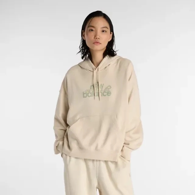 New Balance Women's Flower Hoodie in Brown Cotton