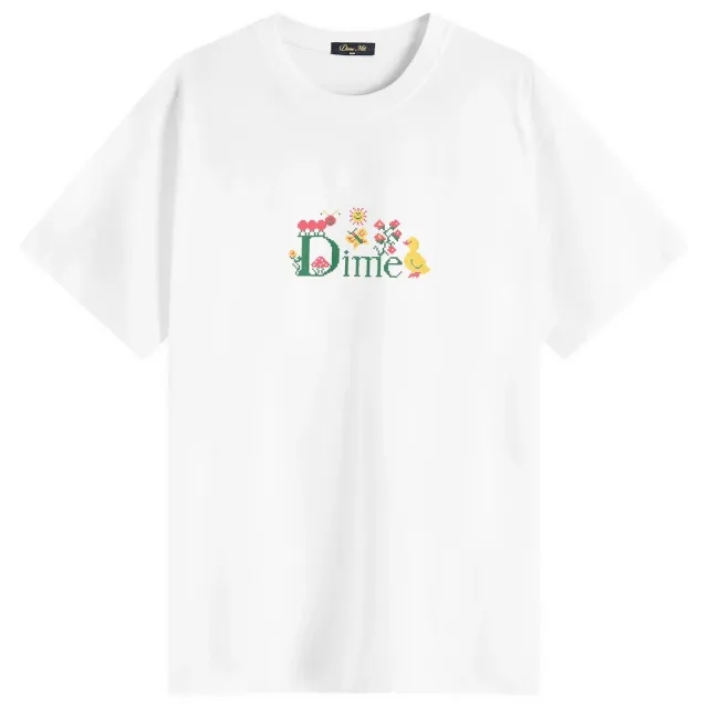 Dime Men's Classic Cross Stitch T-Shirt White