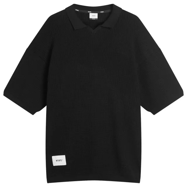 WTAPS Men's Waffle Knit Polo Black