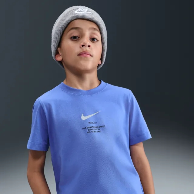 Nike Sportswear Older Kids' (Boys') T-Shirt - Blue - Cotton