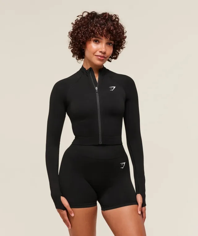  Vital Seamless Midi Zip Up Jacket - Black