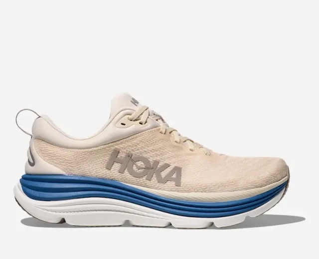 Hoka Men's Gaviota 5 Road Running Shoes In Birch/Foggy Night
