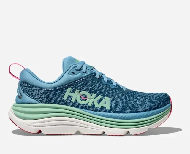 Hoka Women's Gaviota 5 Road Running Shoes In Alpine Blue/Jadeite