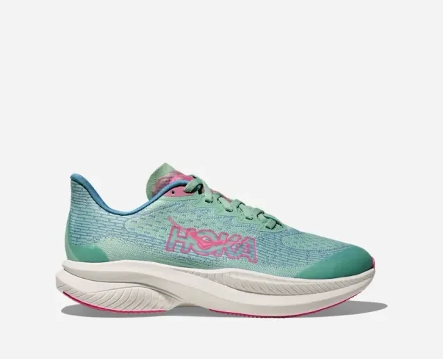 Hoka Kid's Mach 6 Road Running Shoes In Jadeite/Alpine Blue