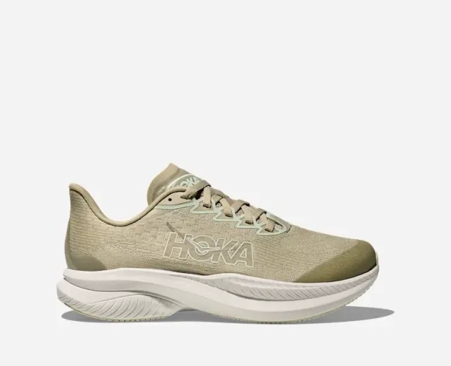 Hoka Kid's Mach 6 Road Running Shoes In Oyster Mushroom/Truffle Salt