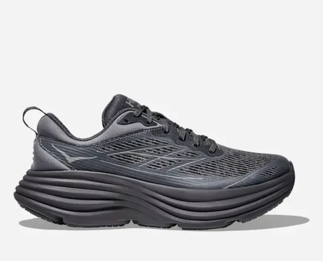 Hoka Stealth/Tech Bondi 8 Caged Lifestyle Shoes In Charcoal Grey/Grey Skies