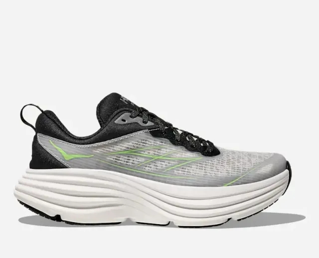 Hoka Stealth/Tech Bondi 8 Caged Lifestyle Shoes In White/Tart Apple