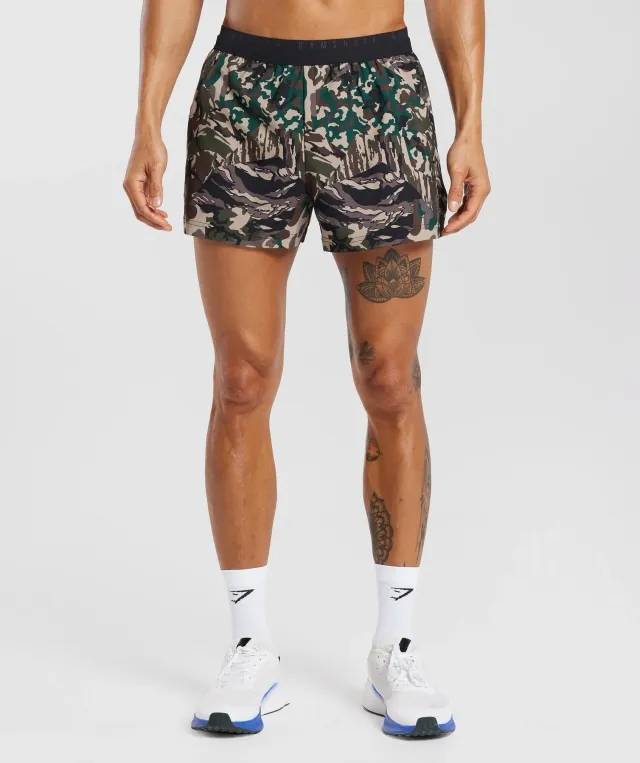 Sport Run 3" Shorts - Cement Brown Print