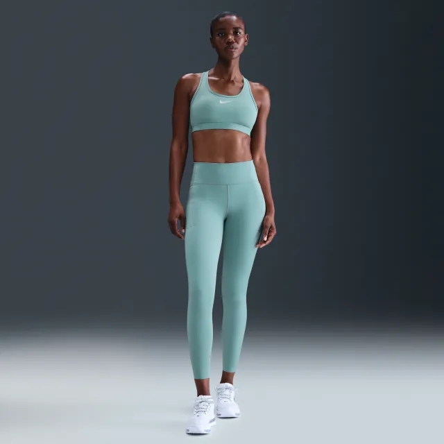 Nike Swift Women's High-Waisted 7/8 Running Leggings with Pockets - Green - Recycled Polyester Minimum