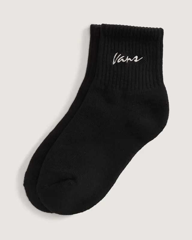 Vans - Kids Classic Script Half Crew Socks (6 Pairs), Black