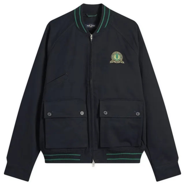 Fred Perry Men's Tennis Badge Bomber Jacket Navy
