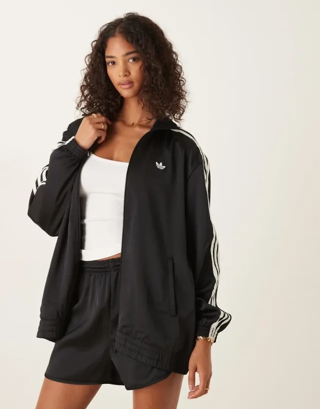 Adidas Originals Satin Firebird Ruffle 3 Stripes Tracksuit Jacket