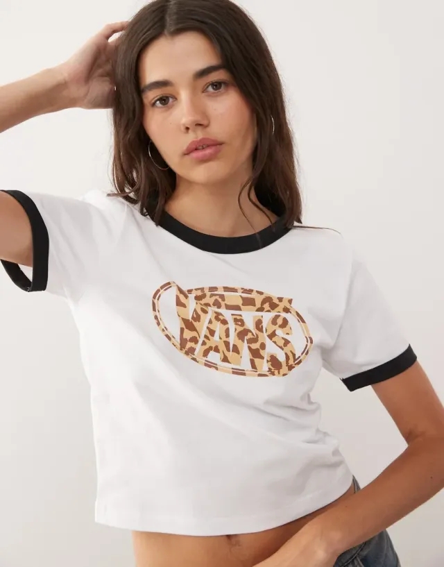 Vans Leopard Oval Ringer Tee - Black - Womens
