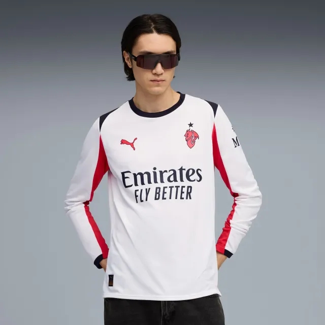 PUMA AC Milan 25/26 Long Sleeve Away Jersey Men, White/For All Time Red, size 3XL