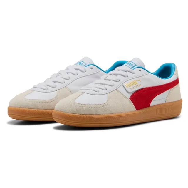 PUMA Palermo Leather Sneakers Unisex, White/For All Time Red