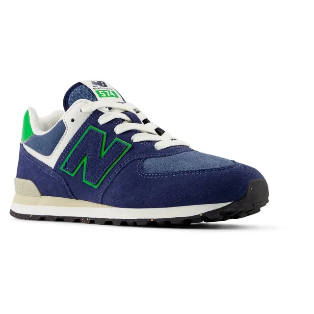 New Balance Kids' 574 LACE in Blue/Green Leather