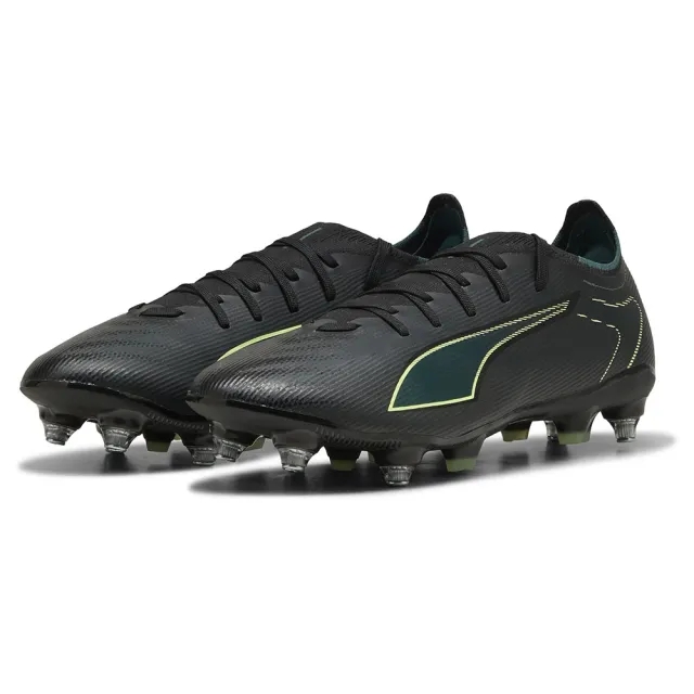 PUMA Ultra 6 Match MxSG Football Boots Unisex, Black/Fizzy Light/Green Terrain