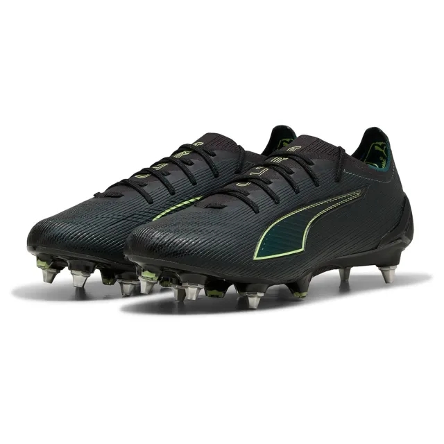PUMA Ultra 6 Ultimate MxSG Football Boots Unisex, Black/Fizzy Light/Green Terrain, size 10