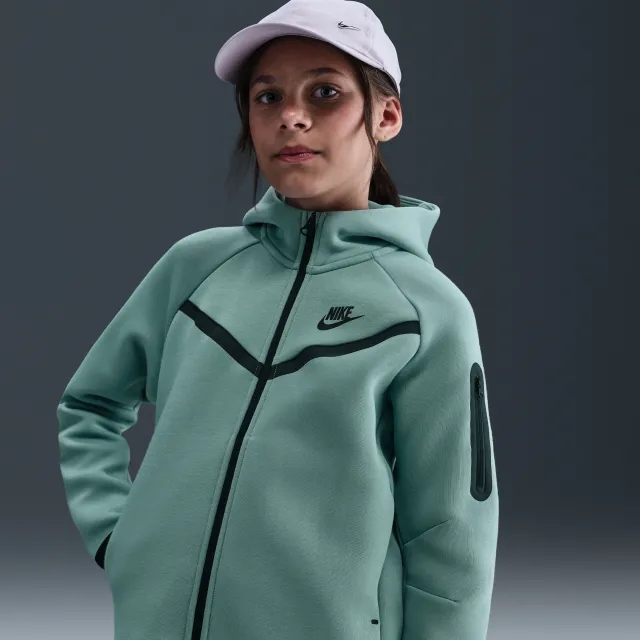 Nike Sportswear Tech Fleece Girls' Full-Zip Hoodie - Green