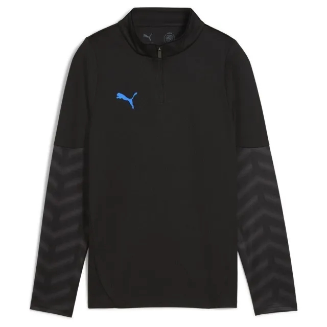 PUMA Individualcup Football Quarter-Zip Top Shirt Youth, Black/White/Ultra Blue