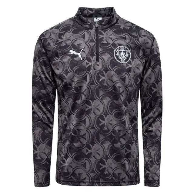 PUMA Manchester City Pre-Match Quarter-Zip Top Shirt Men, Black/Flat Dark Grey