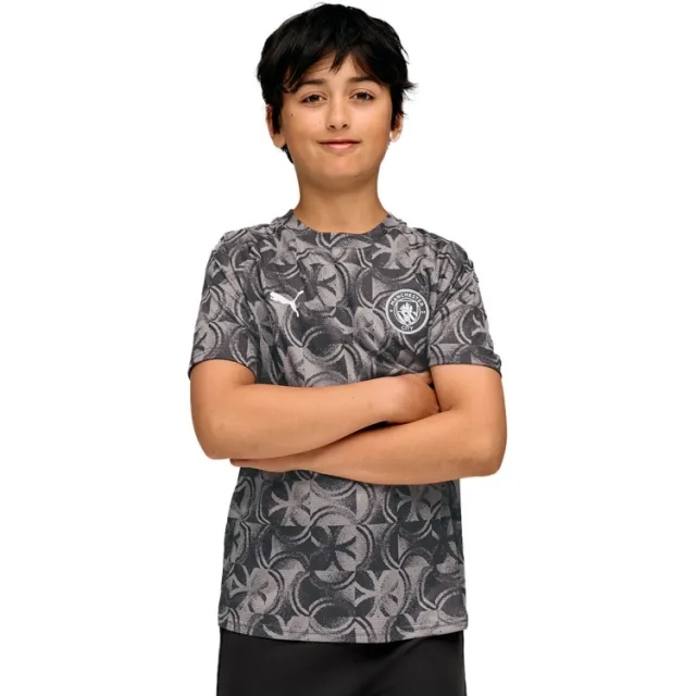 PUMA Manchester City Pre-Match Jersey Youth, Black/Flat Dark Grey
