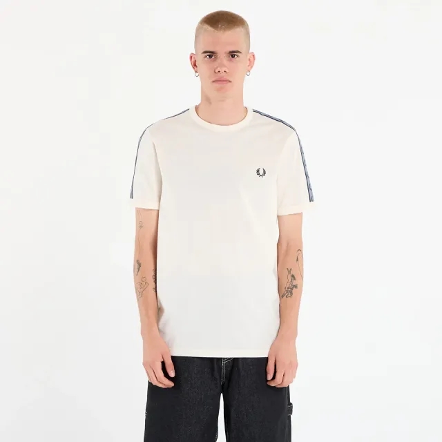 T-Shirt Fred Perry Contrast Tape Ringer T-Shirt Unisex Ecru/ Navy M