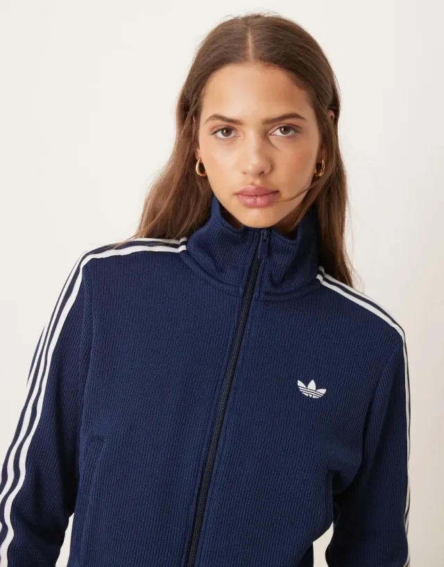 Adidas Originals Firebird Knitted Track Top In Navy