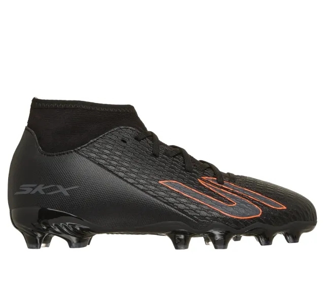 Skechers SKX_2 Jr High Youth MG Sneaker in Black/Orange | Synthetic/Textile