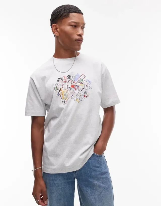 New Balance Men's Athletics Ticket T-Shirt in Grey Cotton