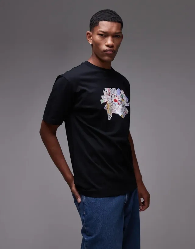 New Balance Men's Athletics Ticket T-Shirt in Black Cotton