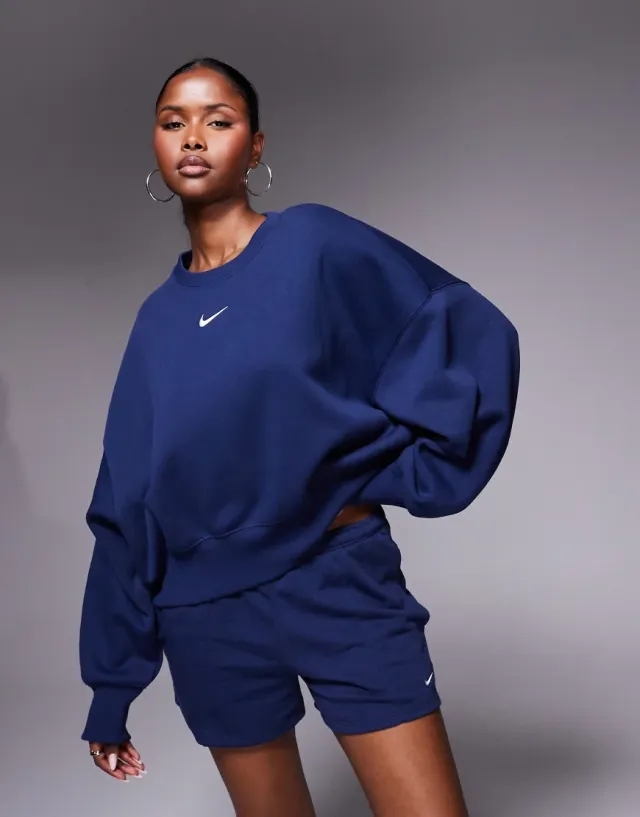 Nike Phoenix Fleece Over-Oversized Sweatshirt In Navy