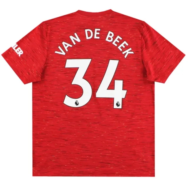 2020-21 Manchester United adidas Home Shirt Van De Beek #34 XL - Manchester United / Excellent 