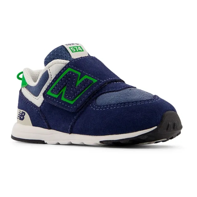 New Balance Kids' 574 NEW-B HOOK & LOOP in Blue/Green Leather