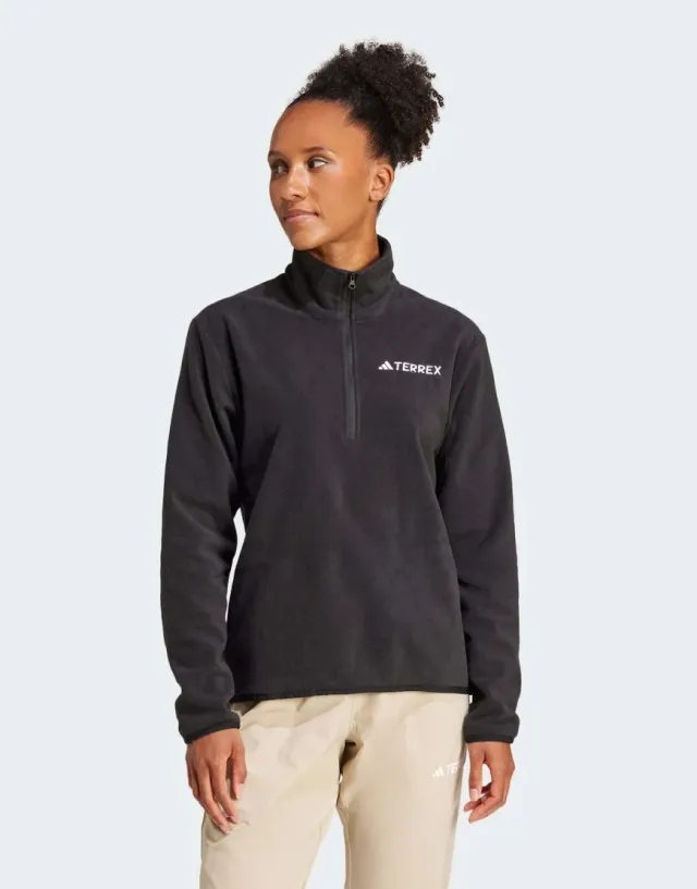 Adidas Performance Multi Essentials 1/2 Zip Fleece Jacket In Black