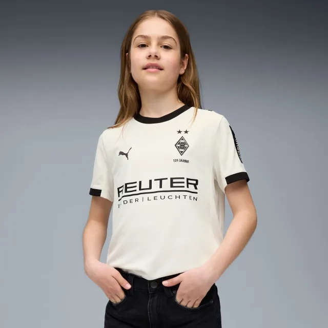 PUMA Borussia Mönchengladbach 25/26 Home Jersey Youth, Warm White/Black, size 11-12 Youth