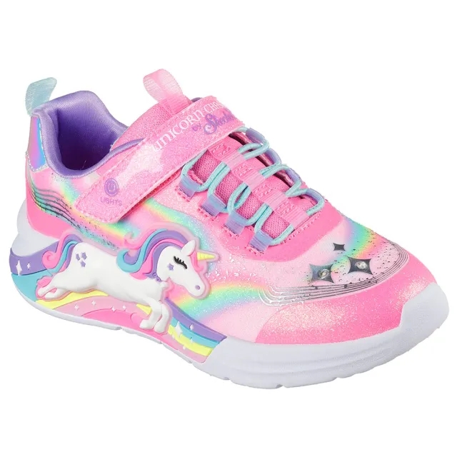 Skechers Girls S-Lights: Unicorn Chaser Sneaker in Pink