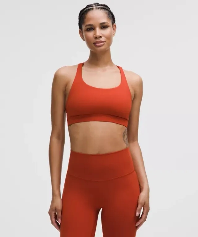 lululemon – Women's Energy Sports Bra Medium Support, B-D Cups – Color Orange – Size 10