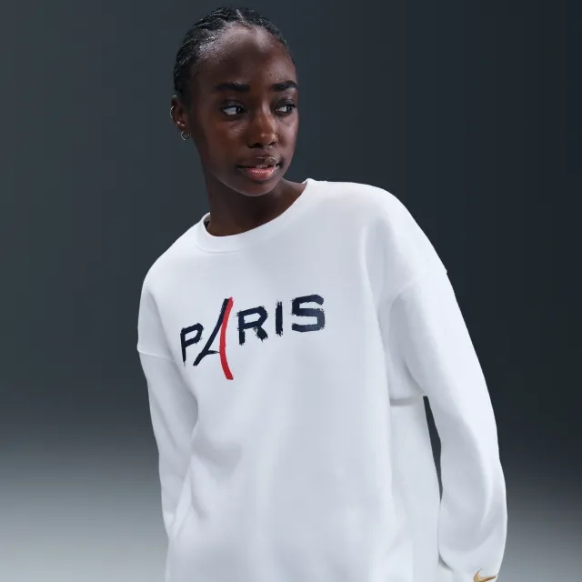 Paris Saint-Germain Phoenix Nike Football Oversized Crew-Neck Sweatshirt - White - Fleece