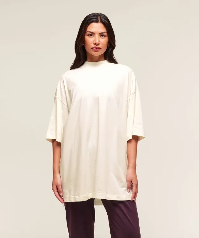  Covered Longline Cotton T-Shirt - Soft White