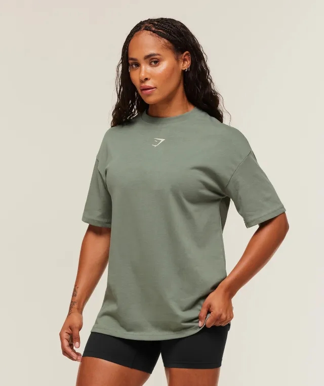  Power Oversized T-Shirt - Unit Green/Oat White