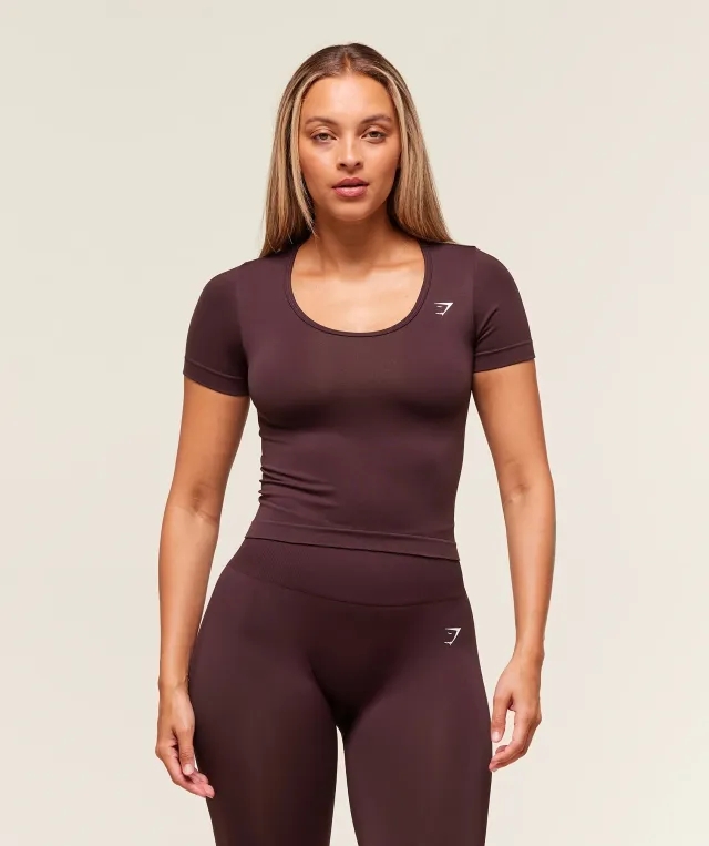  Everyday Seamless Tight Fit Crew Neck Tee - Cherry Purple