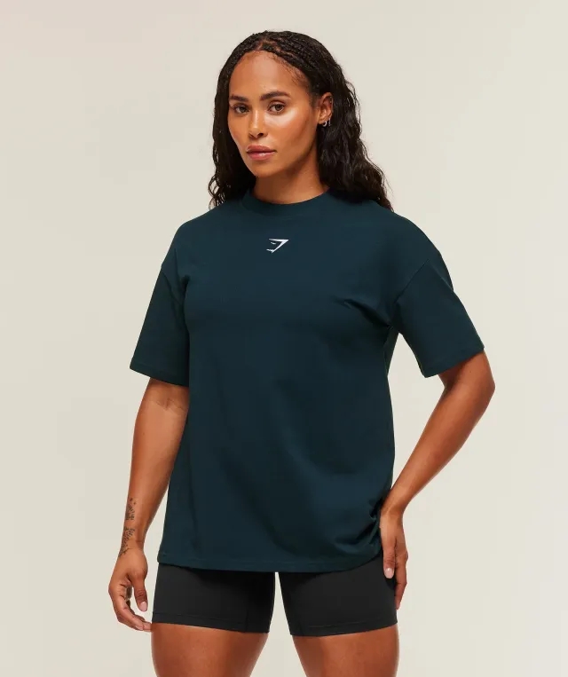  Power Oversized T-Shirt - Deep Petrol Blue/Smoke Blue