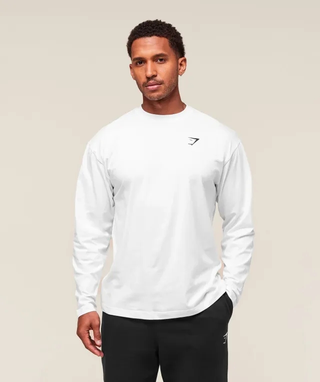  Essential Oversized Long Sleeve T-Shirt - White